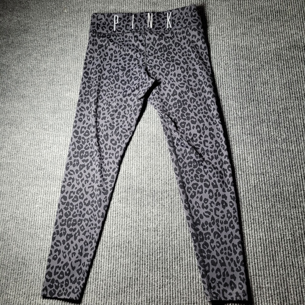 VS Pink Yoga Pants, Victoria Secret Cheetah Leopard Print Grey Activewear Med‎